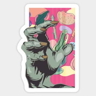 Vegetarian Zombie Hand Sticker